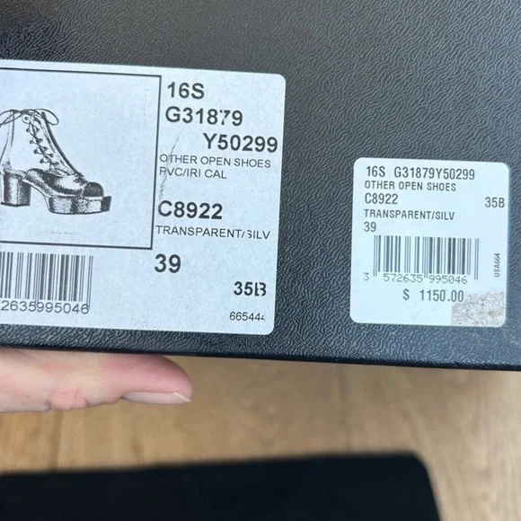 💕CHANEL Silver Leather Chain Transparent Open Toe Ankle Boots - Picture 9 of 9